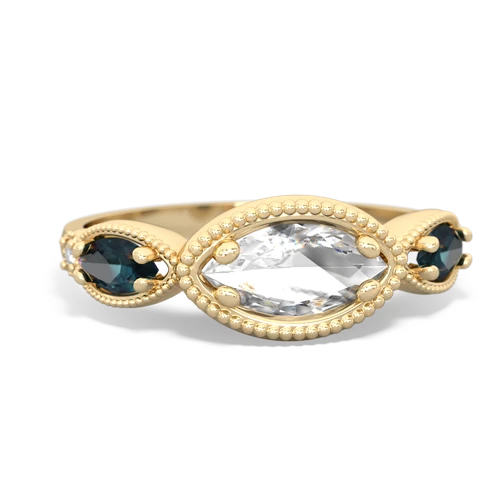 white topaz-alexandrite milgrain marquise ring