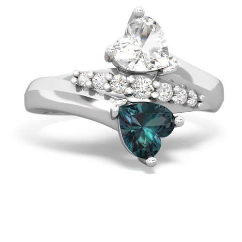 white topaz-alexandrite modern ring