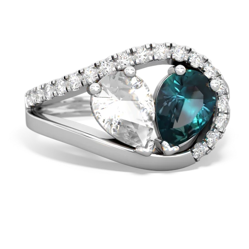 white topaz-alexandrite pave heart ring