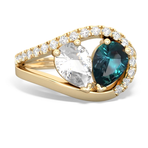 white topaz-alexandrite pave heart ring