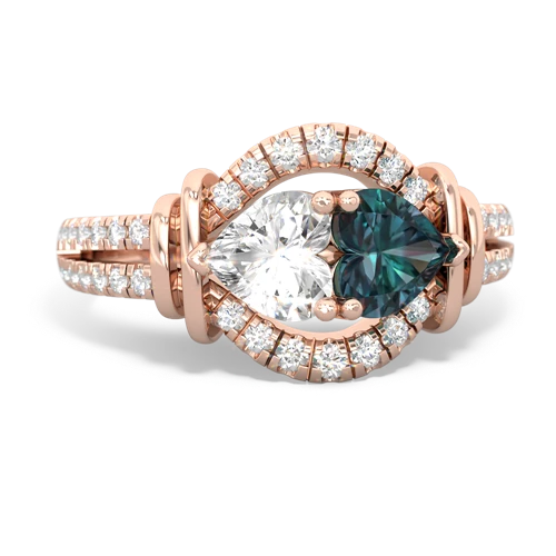 white topaz-alexandrite pave keepsake ring