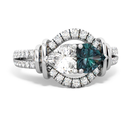 white topaz-alexandrite pave keepsake ring