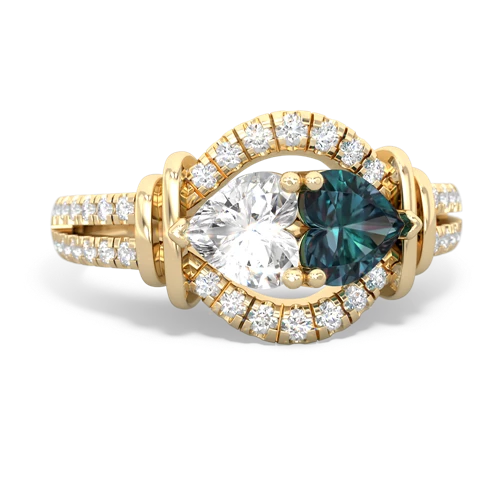 white topaz-alexandrite pave keepsake ring