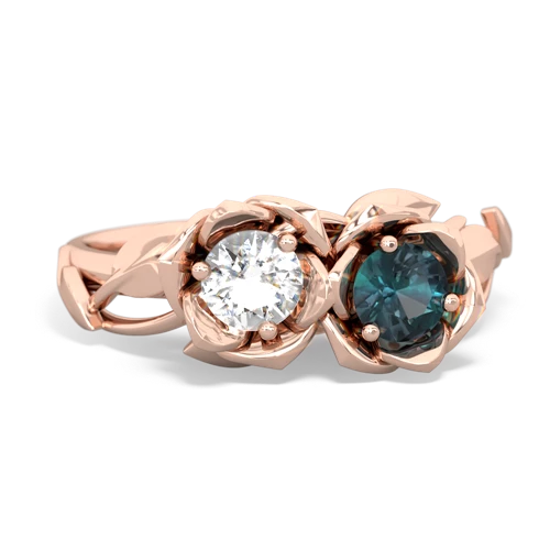 white topaz-alexandrite roses ring