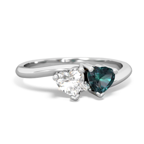 white topaz-alexandrite sweethearts promise ring