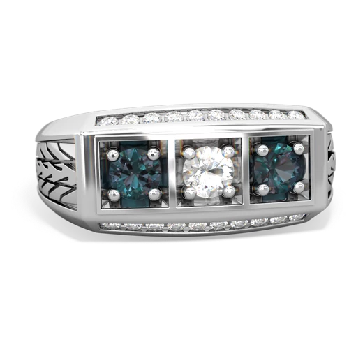 white topaz-alexandrite three stone ring