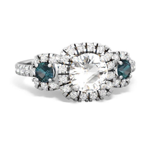 white topaz-alexandrite three stone regal ring