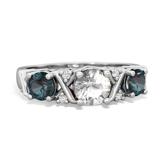 white topaz-alexandrite timeless ring