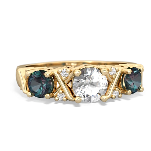 white topaz-alexandrite timeless ring