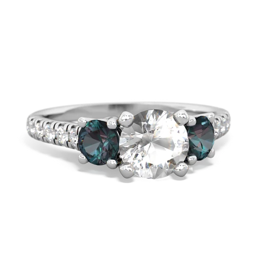 White Topaz Genuine White Topaz with Lab Created Alexandrite and Genuine Aquamarine Pave Trellis ring Ring