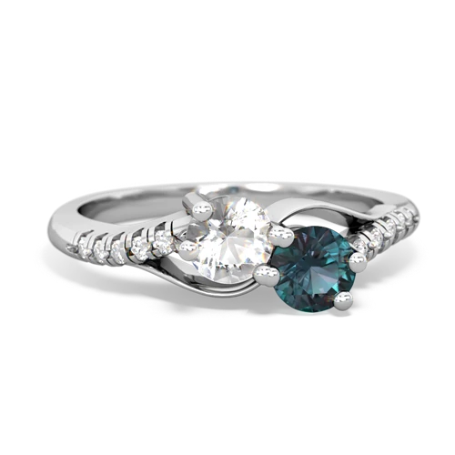 white topaz-alexandrite two stone infinity ring