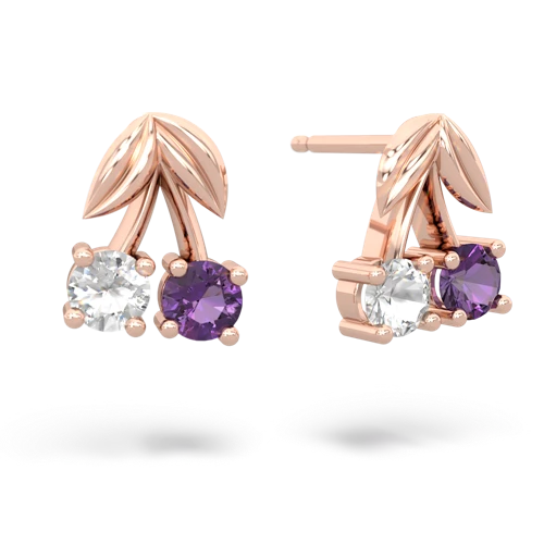 white topaz-amethyst cherries earrings