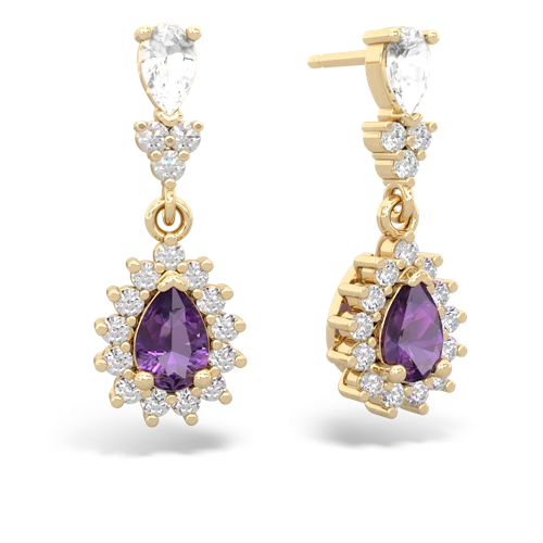 white topaz-amethyst dangle earrings