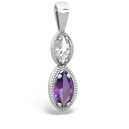 white topaz-amethyst antique milgrain pendant