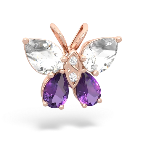 white topaz-amethyst butterfly pendant