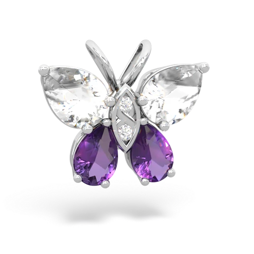 white topaz-amethyst butterfly pendant