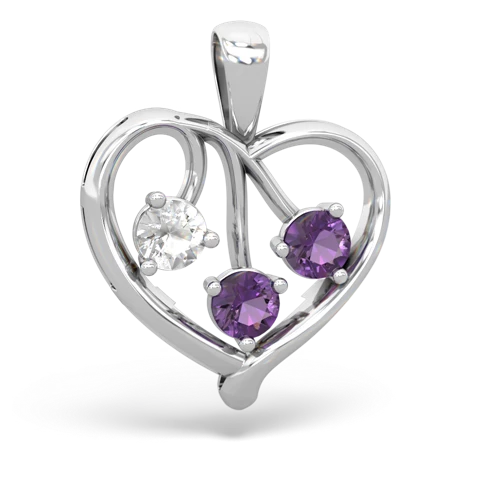 white topaz-amethyst love heart pendant