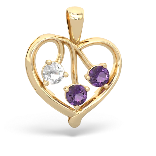 white topaz-amethyst love heart pendant