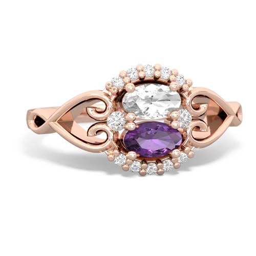 white topaz-amethyst antique keepsake ring