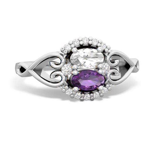 white topaz-amethyst antique keepsake ring