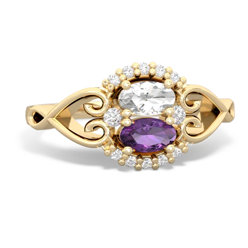 white topaz-amethyst antique keepsake ring