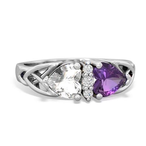 white topaz-amethyst celtic ring