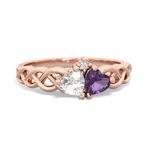 white topaz-amethyst celtic braid ring