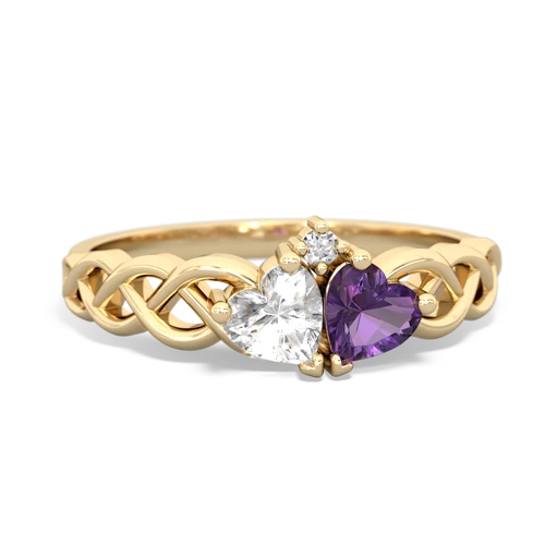 white topaz-amethyst celtic braid ring