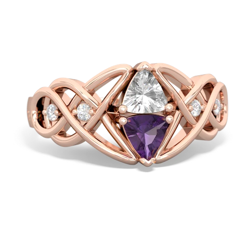 white topaz-amethyst celtic knot ring