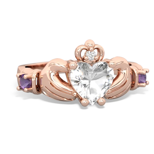 white topaz-amethyst claddagh ring