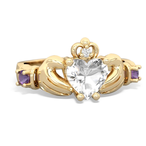 white topaz-amethyst claddagh ring