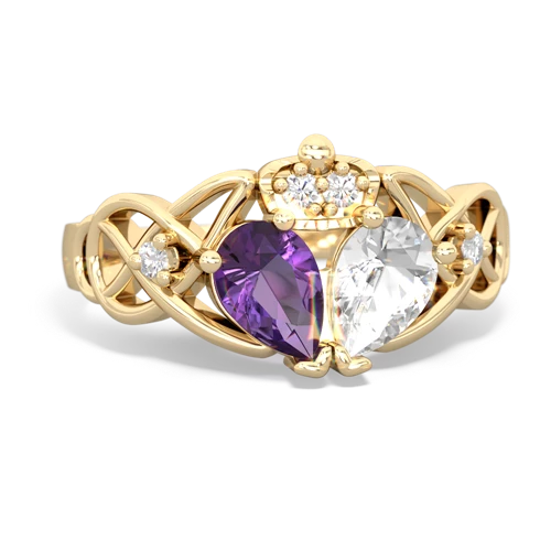 white topaz-amethyst claddagh ring