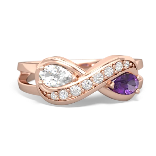 white topaz-amethyst diamond infinity ring