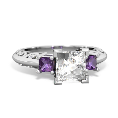 White Topaz Genuine White Topaz with Genuine Amethyst and Genuine Fire Opal Art Deco ring Ring