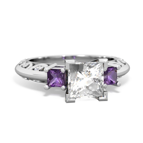 white topaz-amethyst engagement ring