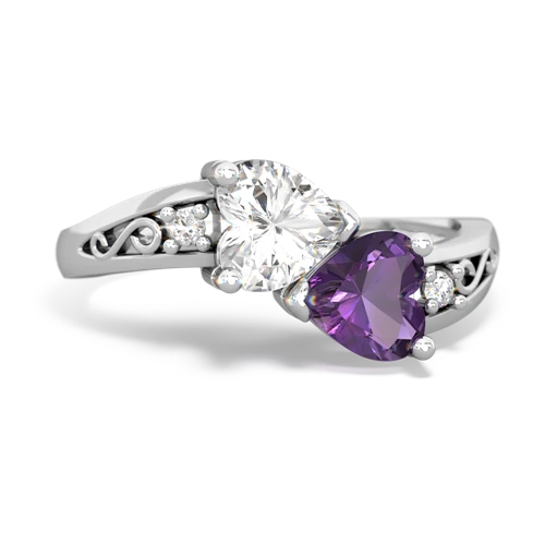 white topaz-amethyst filligree ring