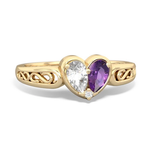 white topaz-amethyst filligree ring