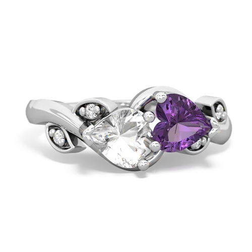 white topaz-amethyst floral keepsake ring