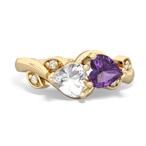 white topaz-amethyst floral keepsake ring