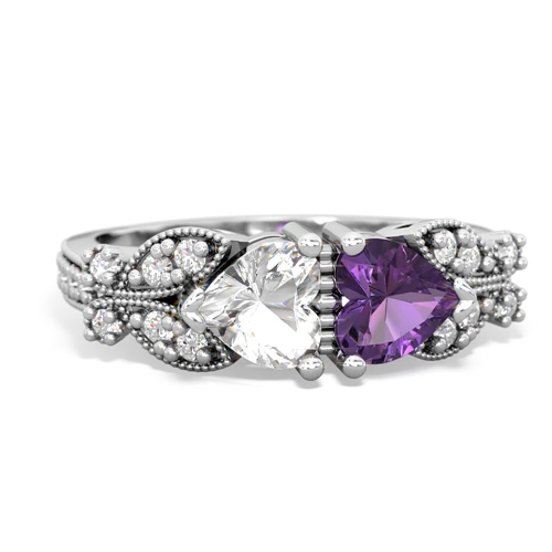 white topaz-amethyst keepsake butterfly ring