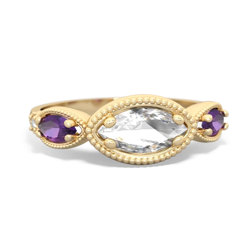 White Topaz Genuine White Topaz with Genuine Amethyst and Genuine Fire Opal Antique Style Keepsake ring Ring