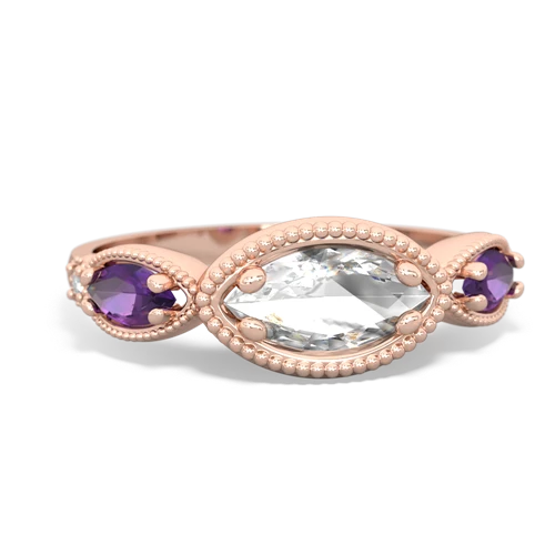 white topaz-amethyst milgrain marquise ring