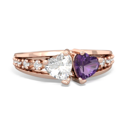 white topaz-amethyst modern ring