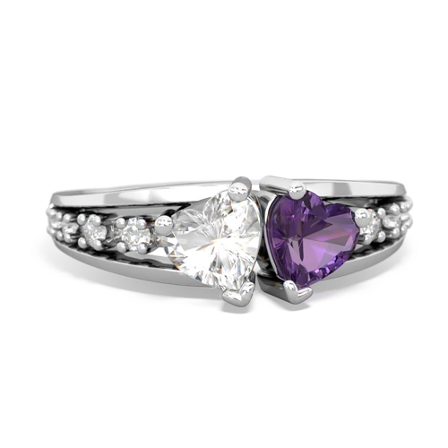 white topaz-amethyst modern ring