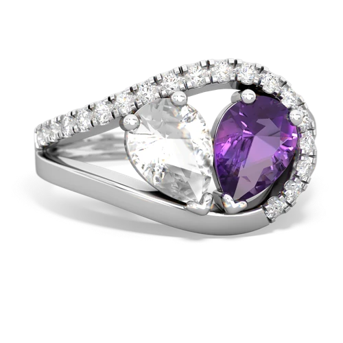 white topaz-amethyst pave heart ring