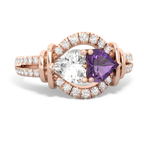 white topaz-amethyst pave keepsake ring