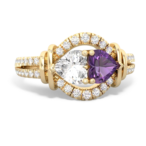 white topaz-amethyst pave keepsake ring