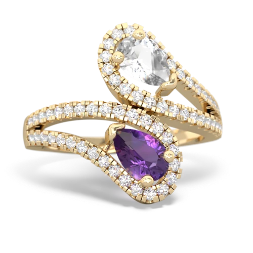 white topaz-amethyst pave swirls ring