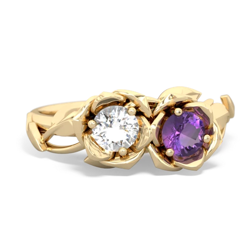 white topaz-amethyst roses ring