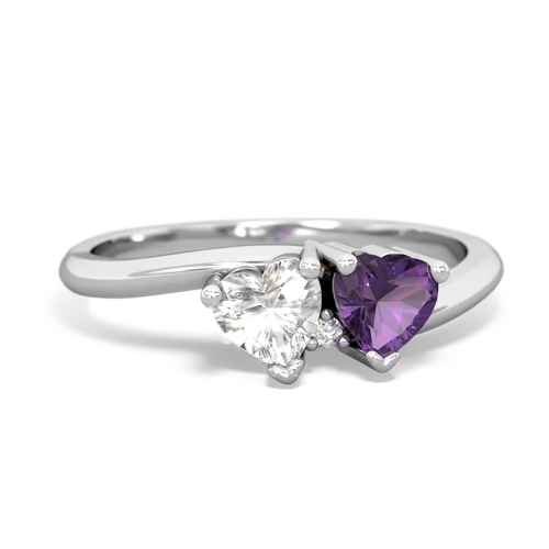 white topaz-amethyst sweethearts promise ring